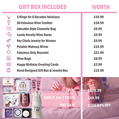 Tecanne 60th Birthday Gifts for Women, 9 Unique Funny Happy Gifts for Women, - Picture 2 of 5