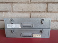2 Brumberger Slide Metal File Cases Box 100 Slides Storage Per Case, vintage