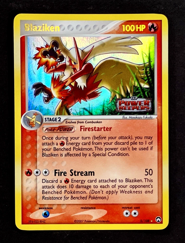 2006 Pokemon BLAZIKEN Ex Power Keepers REVERSE HOLO Gold Foil STAMPED Card 5/108 - Image 3 of 4