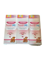 Childrens FeverAll Acetaminophen 160 Mg/5 Ml Oral Suspension Cherry Flavor x 3