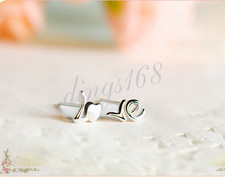 Genuine 925 Sterling Silver 7mm Simply Smooth "LO""VE" Heart Stud Earrings Q1300