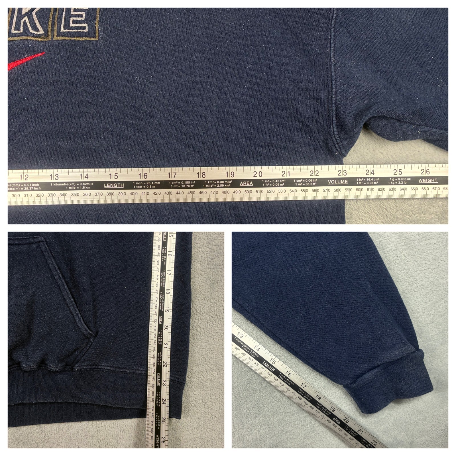 Vintage Nike 1990's Navy Spellout Swoosh Heavyweight Size Medium Hoodie image 5