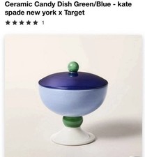 Bonbonnière en grès Kate Spade NY Target Couvert Sweet Thing bleu et vert neuve avec étiquette