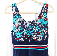 Red White and Blue Floral Swim Dress Size 20