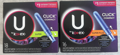 U by Kotex Click Compact Tampons Super & Super Plus Plastic Applicator Unscented