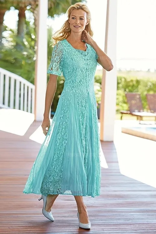 short sleeve mother of the bride dresses long Sweetheart 3/4 Sleeves A-Line Ankle Length It has cap sleeve and scoop neckline with embroidery and beads on bodice 2 Pieces Short Sleeves A