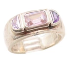 925 Sterling Silver Vintage Ring Amethyst & Topaz Geometric Band  Sz 7  RG36276