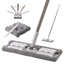 Premium 360° Microfiber Wet Mop for Floor Cleaning; 4 Heavy Duty Reusable Mic...