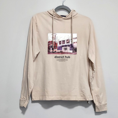 Denim & Flower Ricky Singh District Hub Beige Long Sleeve T-shirt Hooded Size M