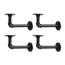 Industrial Pipe Shelf Brackets, 4 Pack Iron L 4 Pcs for board depth 7"-14"