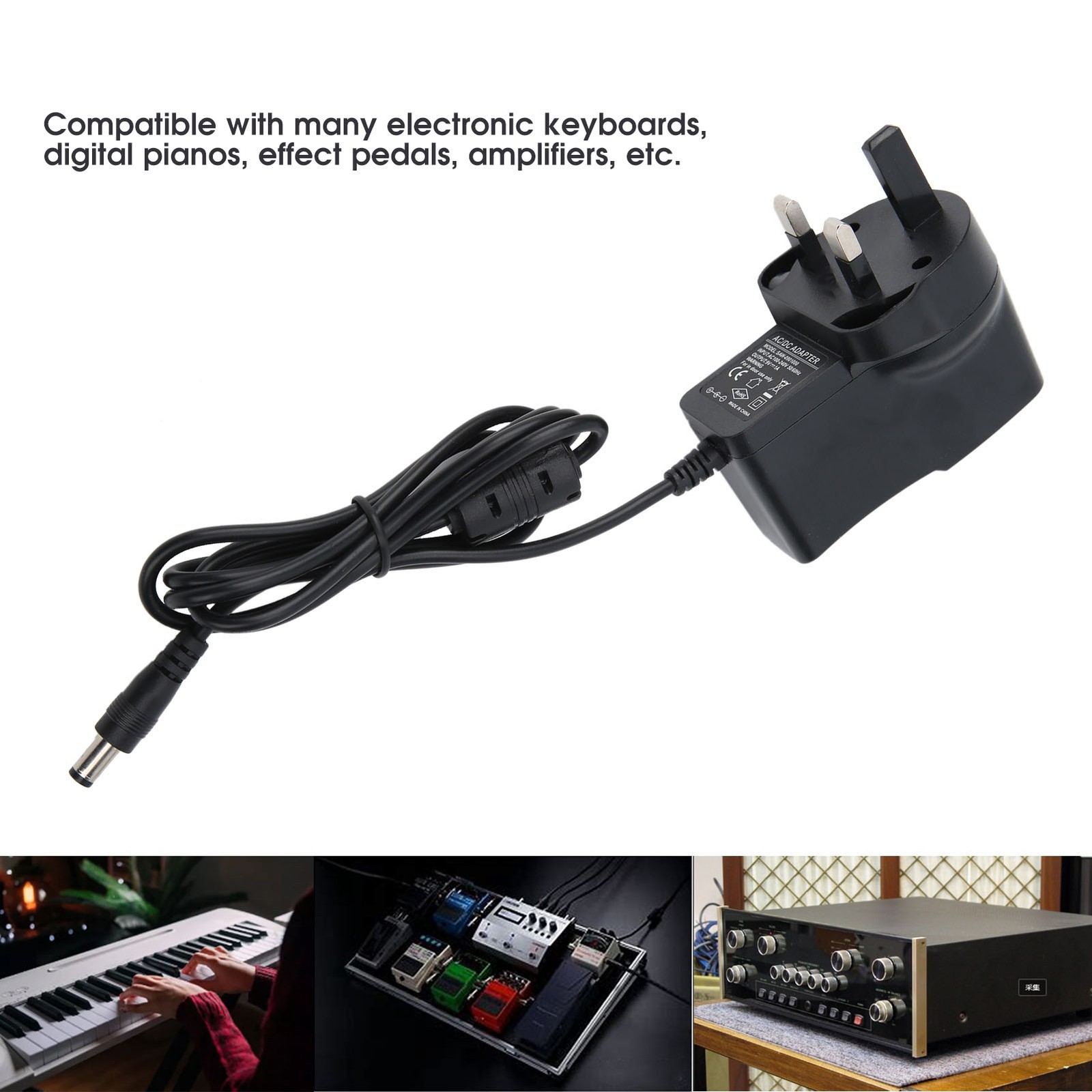 Effect Pedal Power Supply Adapter 9V 1A For Electric Guitar Organ Keyboard A BLW