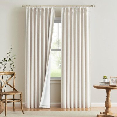 Vision Home Natural Full Blackout Curtains Linen Blended Darkening Window Curtai