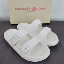 Beach Slides by J Slides Socool White EVA Double Buckle Sandals Womens 9M New