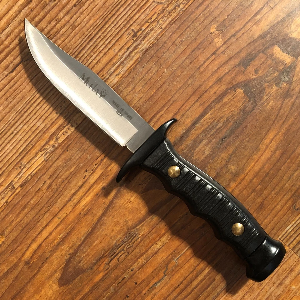 Cuchillo de Caza Bowie Muela Inox España Modelo 7101 y Funda de Cuero Marrón LIMPIO Foto 2 de 4