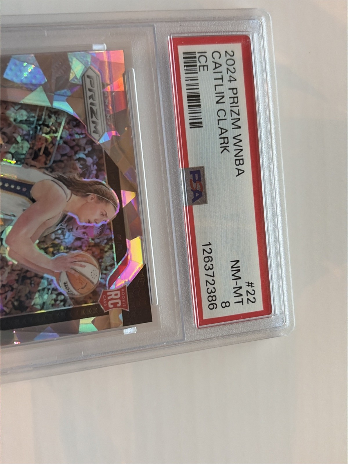 2024 Panini Prizm WNBA Caitlin Clark Rookie RC Cracked Ice Prizm Fever #22 PSA 8 view 6