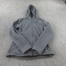 Mountain Hardwear Fleece Jacket Womens Small Gray Hooded Full Zip Pockets Hiking