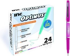 OPTIMUS 24-Color 0.7mm Felt Tip Pens - No 1 Count Pack of 24 , Assorted