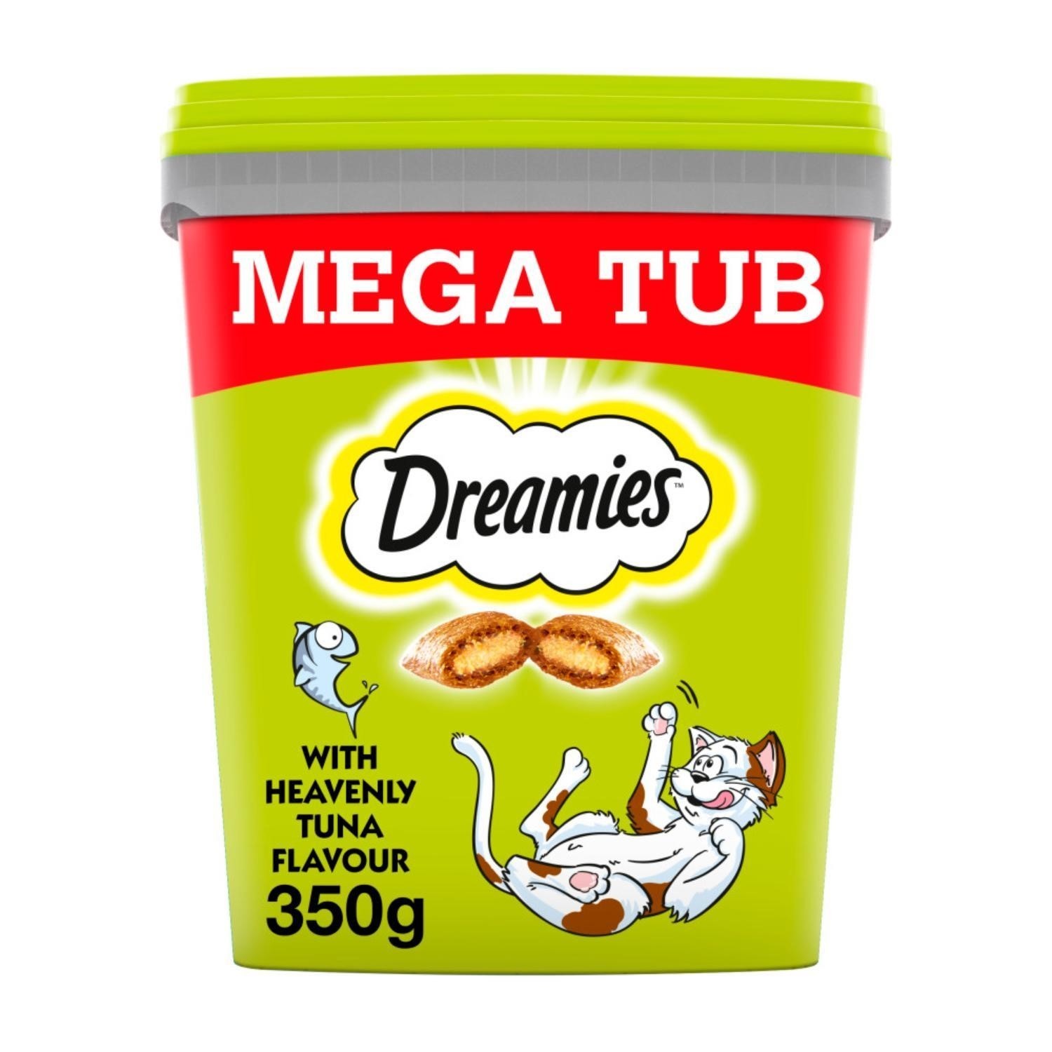 2 x 350g Dreamies Adult Cat Treats Tubs Tuna Cat Biscuits (700g)