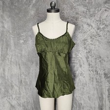 Y2K Bebe Cami Top Women L Green Silk Spandex ...