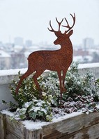 Hirsch - Ministecker 19 Cm Aus Metall In Edelrost Kranz Gesteck Weihnachten Wald