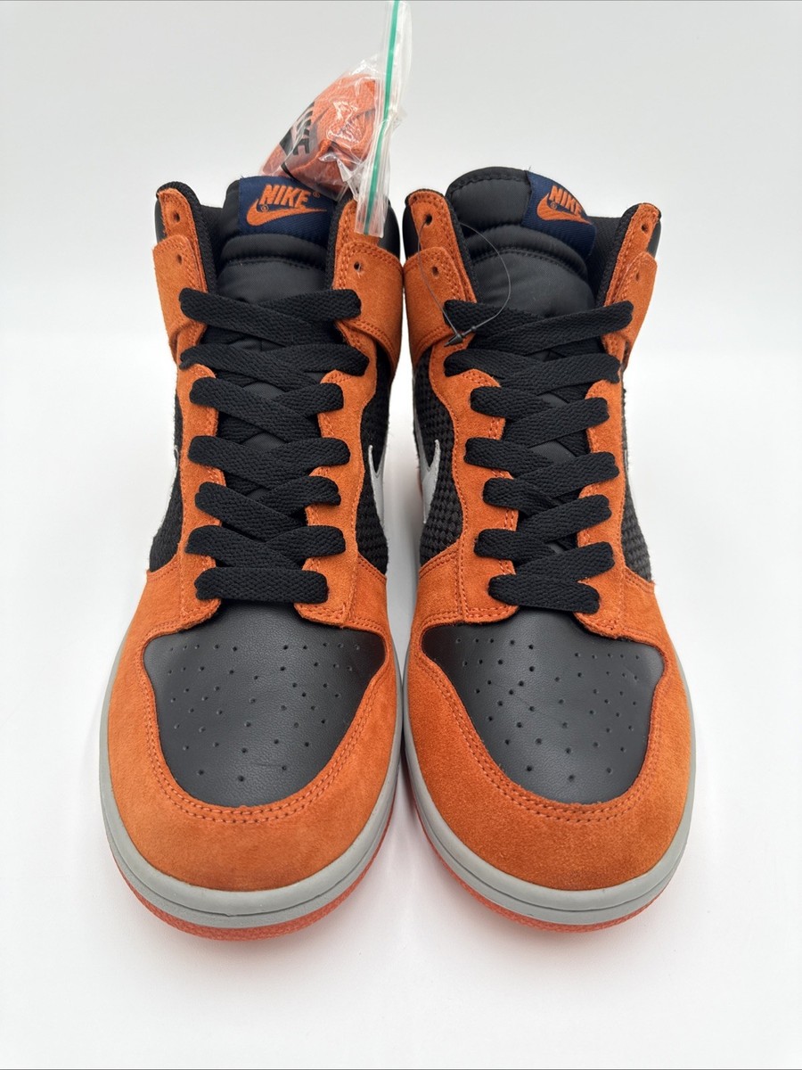 Nike Dunk High Black Neutral Grey Hoop Orange 2007 Size 9.5 Brand