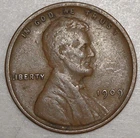 1909 Lincoln Wheat Cent VF-XF First Year of Issue Philadelphia NO vdb