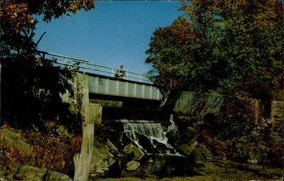 Rhinebeck NY Landsman Kill waterfalls bridge fall foliage mailed 1961 postcard