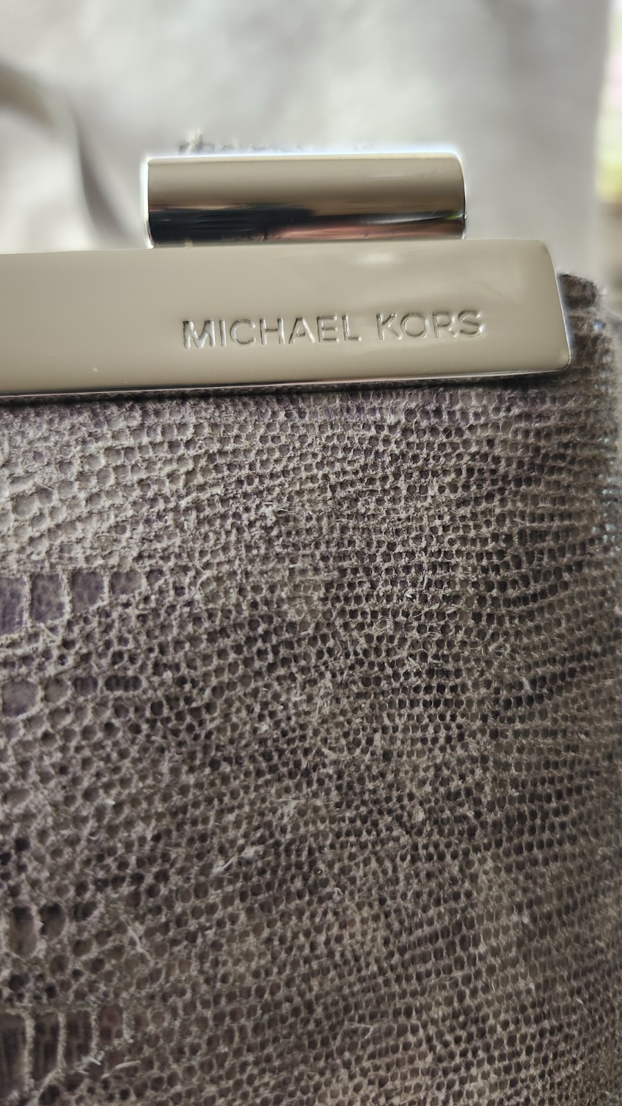 Michael Kors MK Gray Python Leather Top Zip E/W T… - image 10