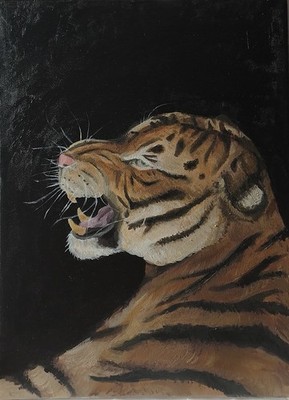 Original 30x40 Acryl auf Leinwand Gemälde eines Tigers