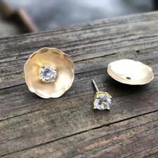 2.30Ct Diamond Ear Jackets For Stud Enhancer Earrings in 18K Yellow Gold Over