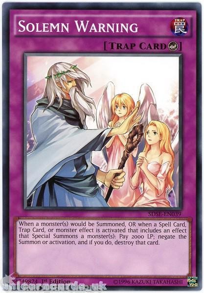 SDSE-EN039 Solemn Warning 1st edition Mint YuGiOh Card