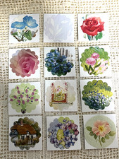 Set of 12 Handmade Pretty Floral 2x2 Mini Note Cards Gift Enclosure B