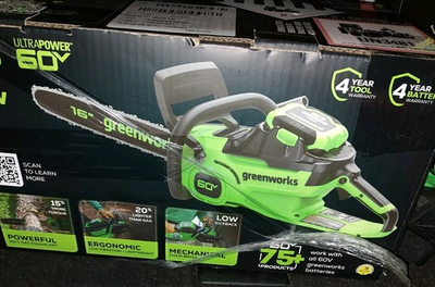 #ad Greenworks 60V 16 Inch Cordless Chainsaw Mechanical Chain Brake Low Kickback $150.00