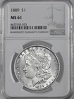 1889-P  $1  MORGAN SILVER DOLLAR   NGC MS61  #8672753-023 SOME TONING REVERSE