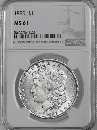 1889-P  $1  MORGAN SILVER DOLLAR   NGC MS61  #8672753-023 SOME TONING REVERSE