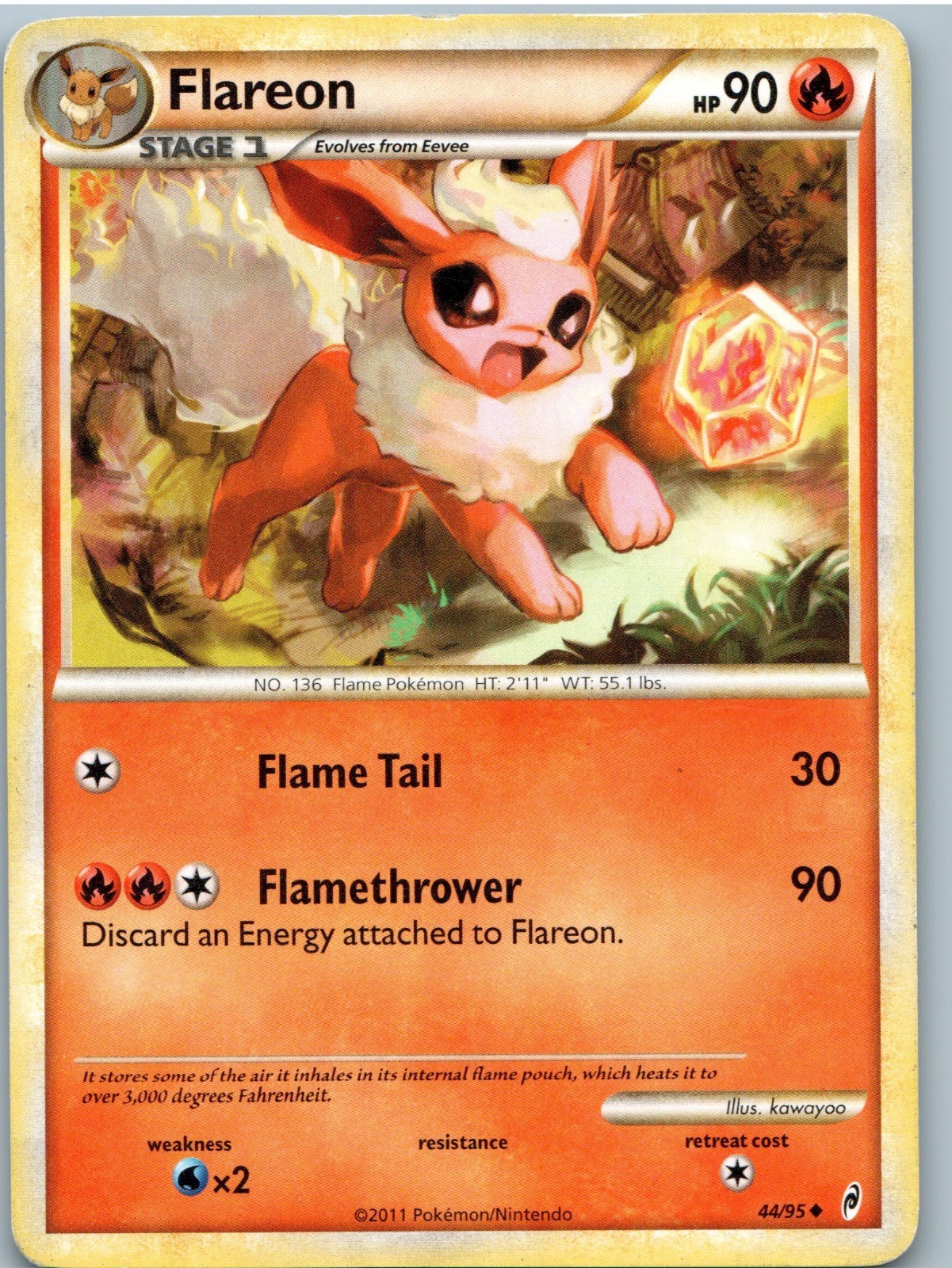 Flareon 44/95 Uncommon Call of Legends Pokemon Moderately Played