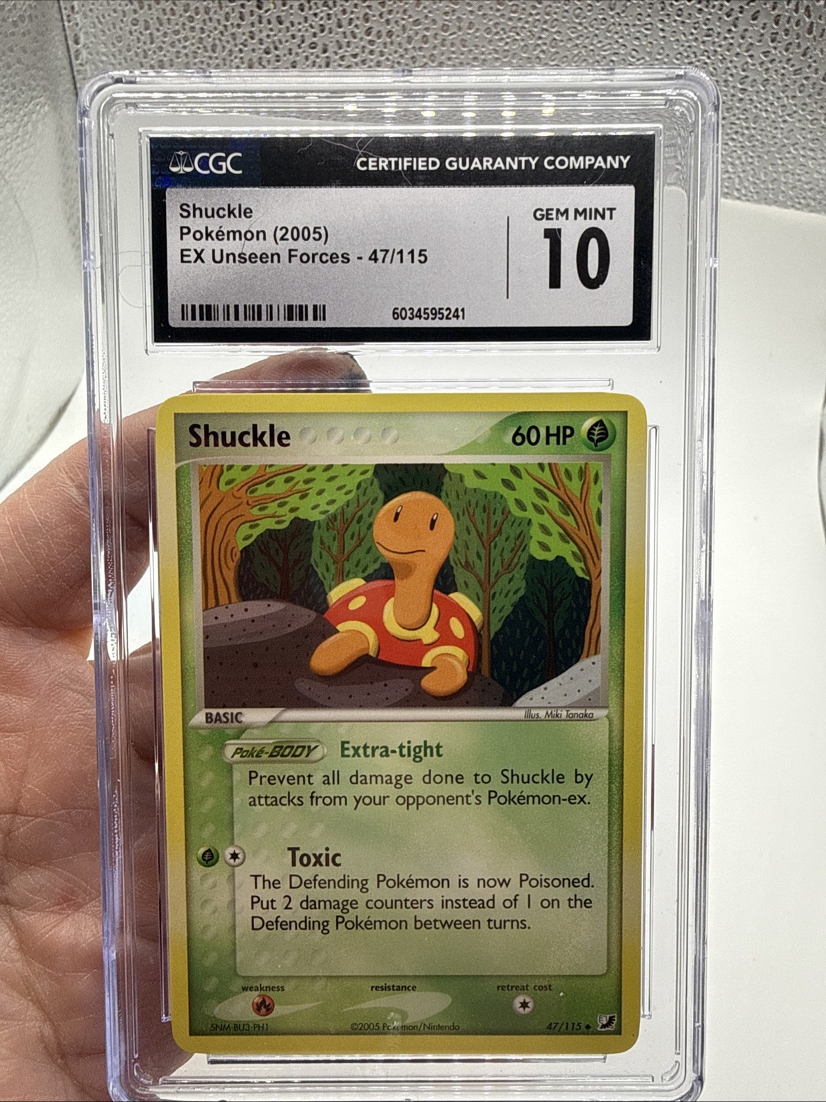 Shuckle 47/115 – CGC 10 GEM MINT – 2005 Pokémon EX Unseen Forces – English