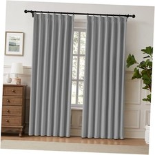 Grey Pinch Pleated Blackout Curtains Linen 40"W x 84"L Pack of 2 Grey-waffle