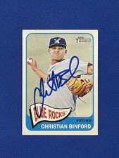 2014 Topps Heritage #43 Christian Binford Blue Rocks Signed Auto autograph