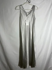 NWT Max Mara Leisure Talete Silk Slip Midi Dress Platinum Silver size US 10
