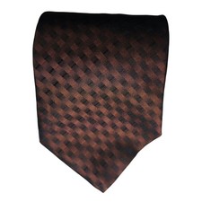 Harve Benard Silk Tie Men OS Brown Black Geometric Woven Made in USA