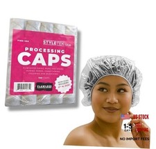100 PCS Disposable Clear Processing/Shower Hair Caps, 21  XL Size, Thick
