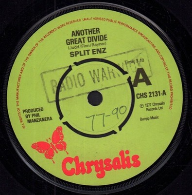Split Enz Another Great Divide 7'' Vinyl UK Chrysalis 1977 Promo 4 Prong Label