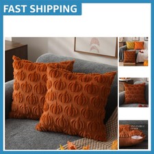Set of 2 Rustic Pumpkin Fall Pillow Covers 18x18   Perfect for Autumn Decor