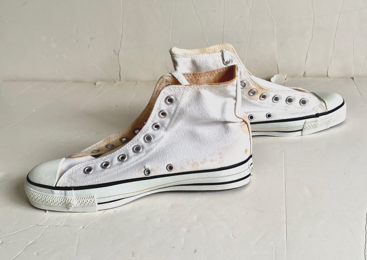 靴 90s CONVERSE x ANACONDA SPORTS Vintage Anaconda Sports Shoes White Canvas Hi Top Converse