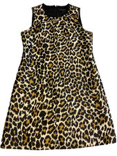 J.Crew Womens Dress Small Black Brown Animal Print Knee Length Casual Party