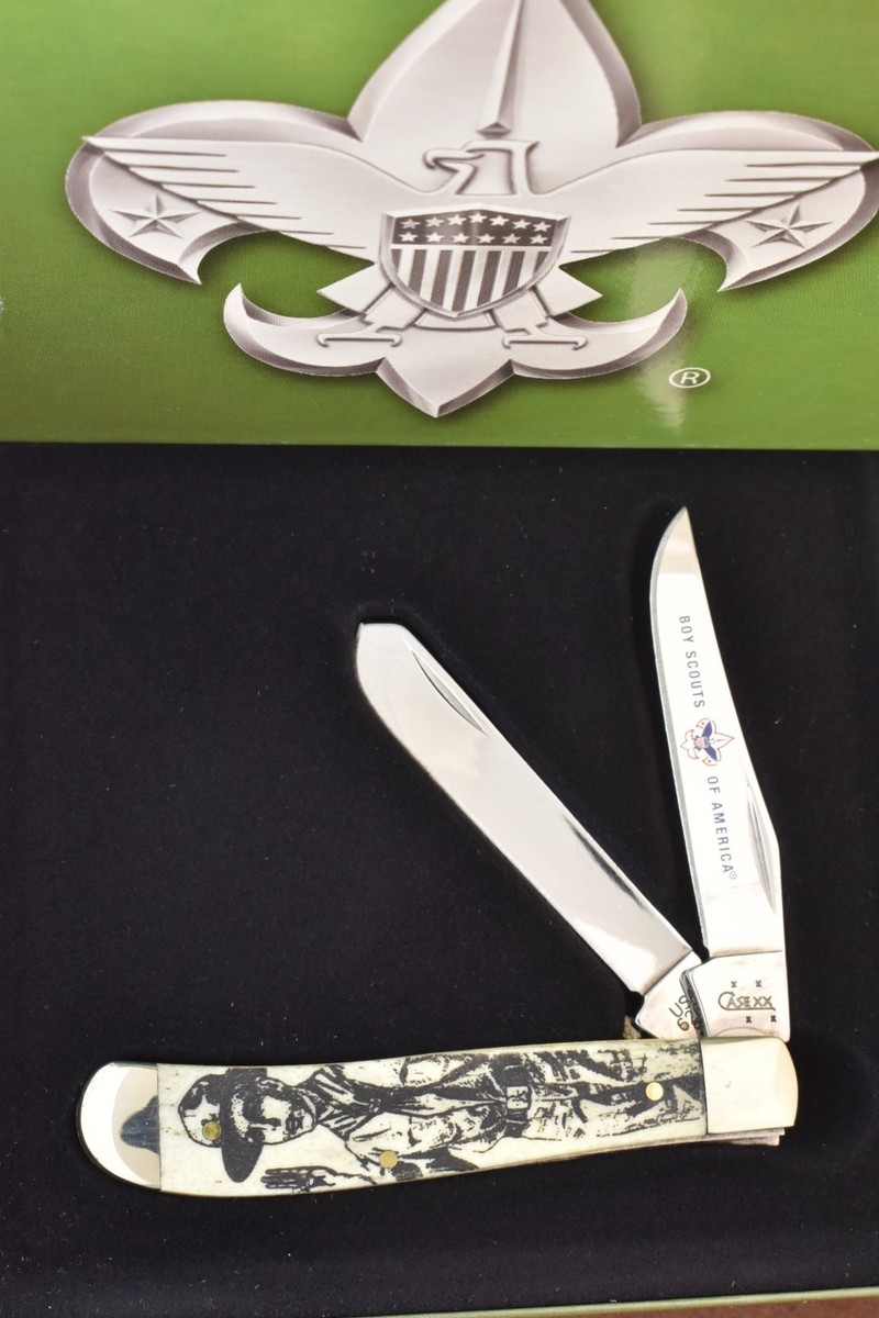 【C H Davis】 【純銀ハンドル】ティーナイフ 6本 ケース 1902年 CASE XX USA BOY SCOUT BSA OF AMERICA MY HONOR BONE MINI TRAPPER