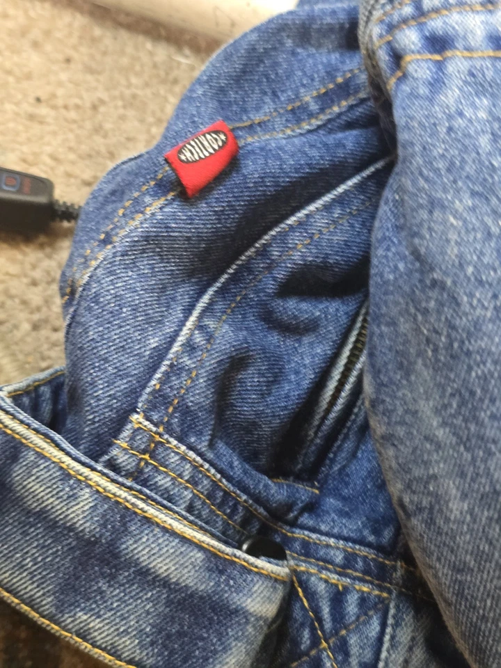 BALENCIAGA Style Denim armor biker jacket YEEZY DSX MOTORCYCLE moto zip up Sz 42 - Image 4 of 4