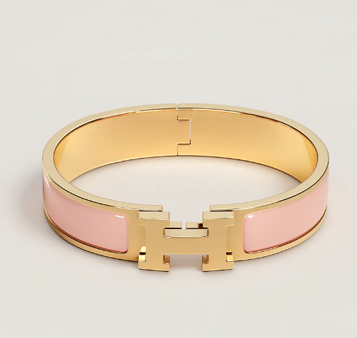 New Baby Pink Rose Candeur Hermes Clic Clac GM Bracelet