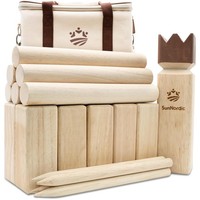 Kubb Wikinger Spiel, Outdoor Gartenspiel, Holz, Tragetasche, Familie, Kinder